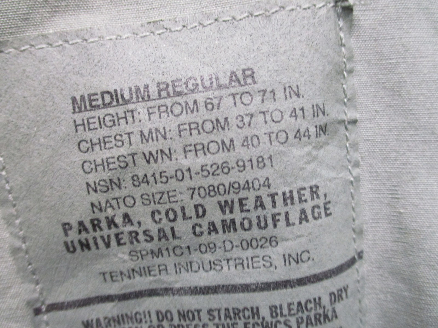 US Military ECWCS Gen II Cold Weather Parka UCP Camo Medium Regular Tennier