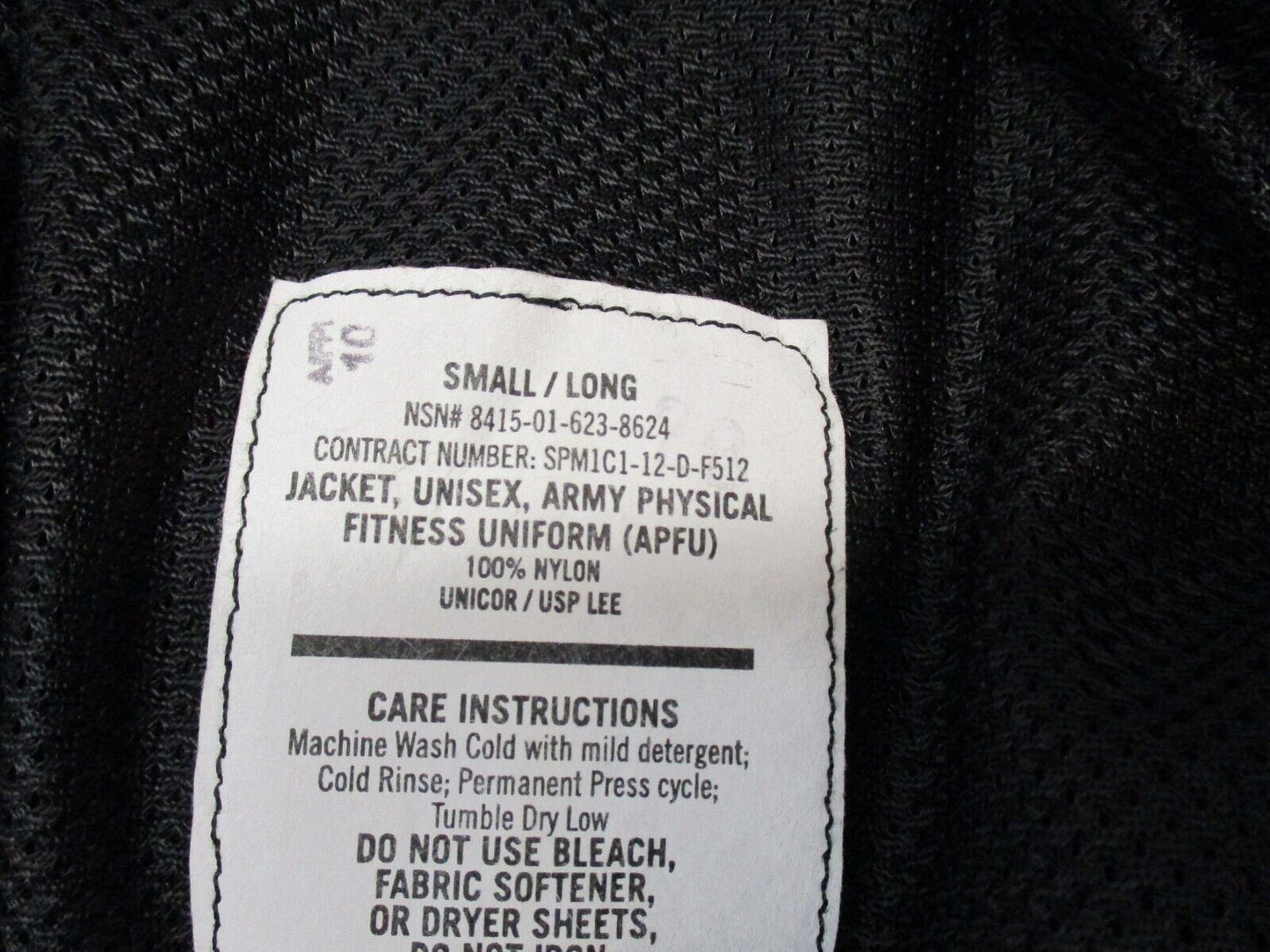 US ARMY WINTER PT JACKET BLACK GOLD/YELLOW TRIM PTs TOP WINDBREAKER UNIFORM COAT