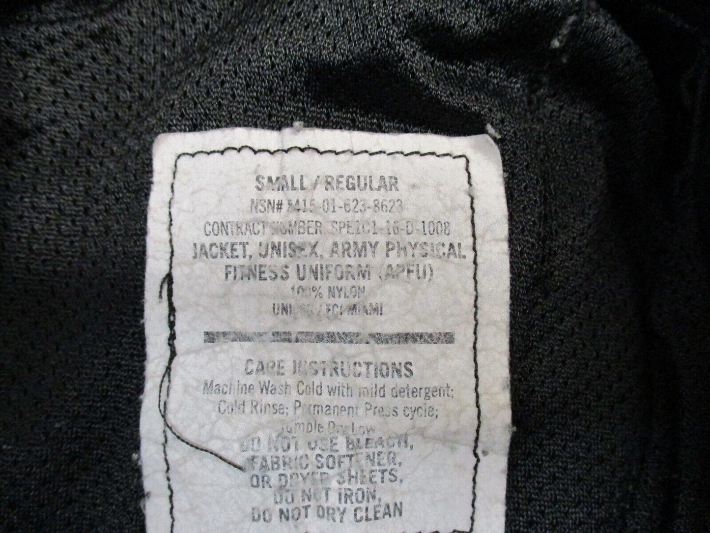 US ARMY WINTER PT JACKET BLACK GOLD/YELLOW TRIM PTs TOP WINDBREAKER UNIFORM COAT