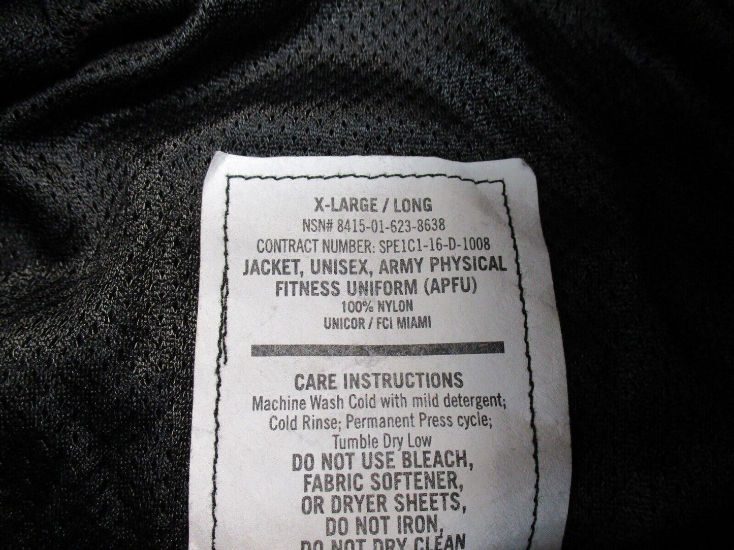 US ARMY WINTER PT JACKET BLACK GOLD/YELLOW TRIM PTs TOP WINDBREAKER UNIFORM COAT