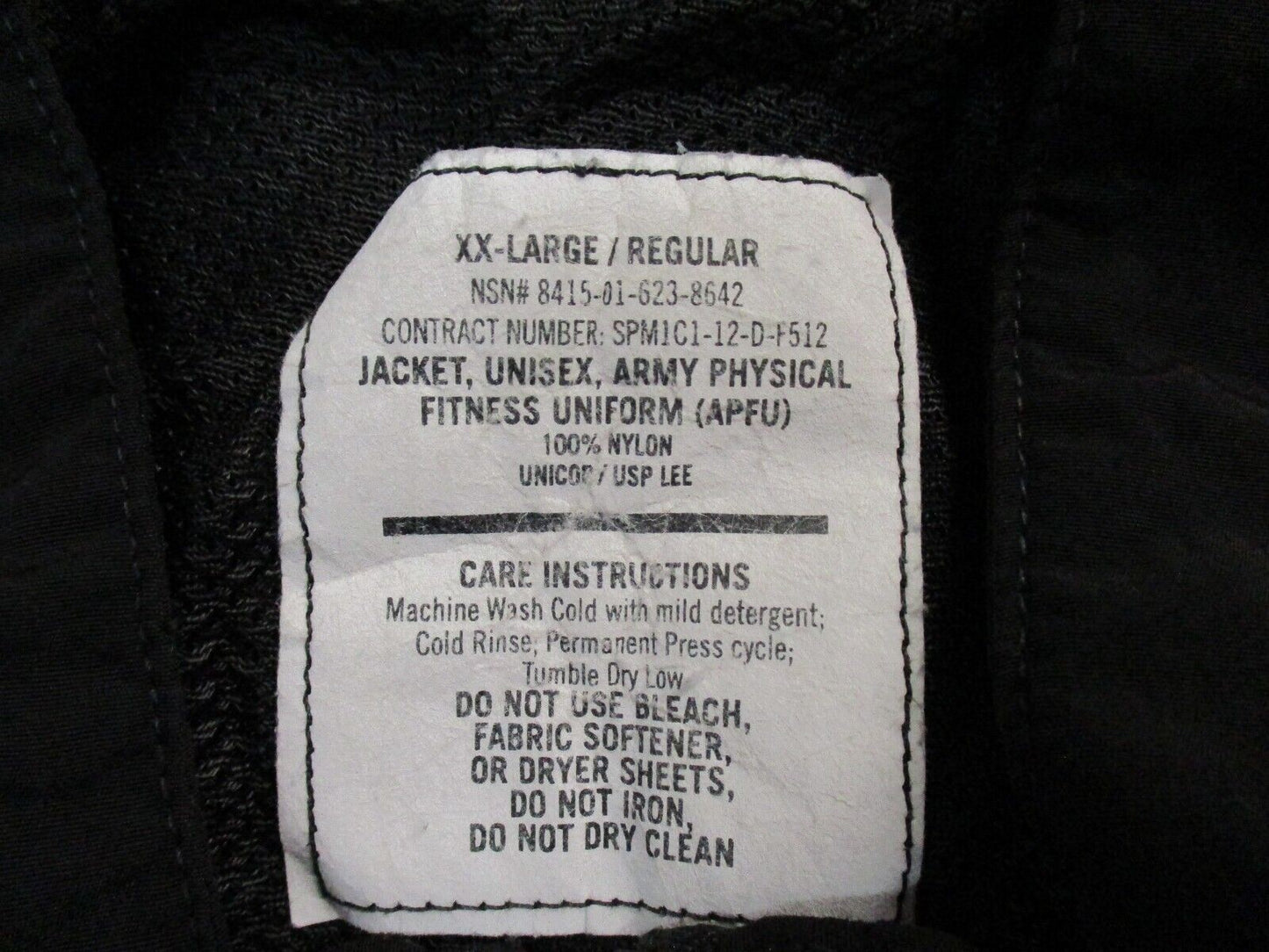 US ARMY WINTER PT JACKET BLACK GOLD/YELLOW TRIM PTs TOP WINDBREAKER UNIFORM COAT