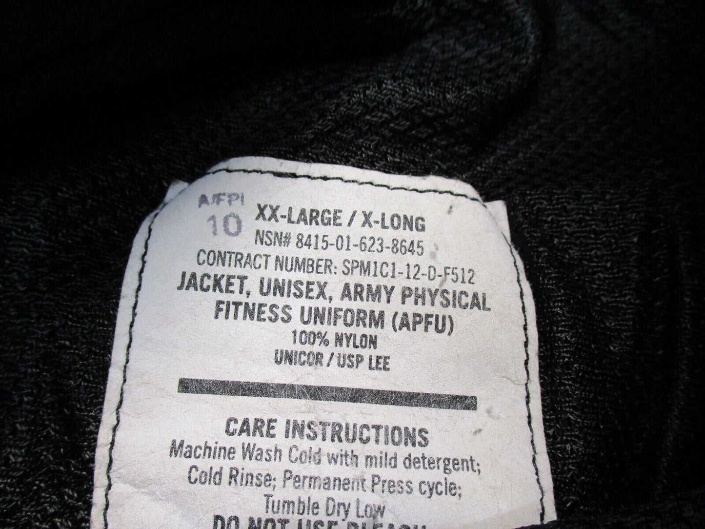 US ARMY WINTER PT JACKET BLACK GOLD/YELLOW TRIM PTs TOP WINDBREAKER UNIFORM COAT