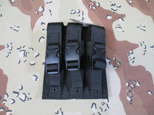 Triple Magazine Pouch MOLLE Compatible Tactical Gear Black Quick Release Buckle
