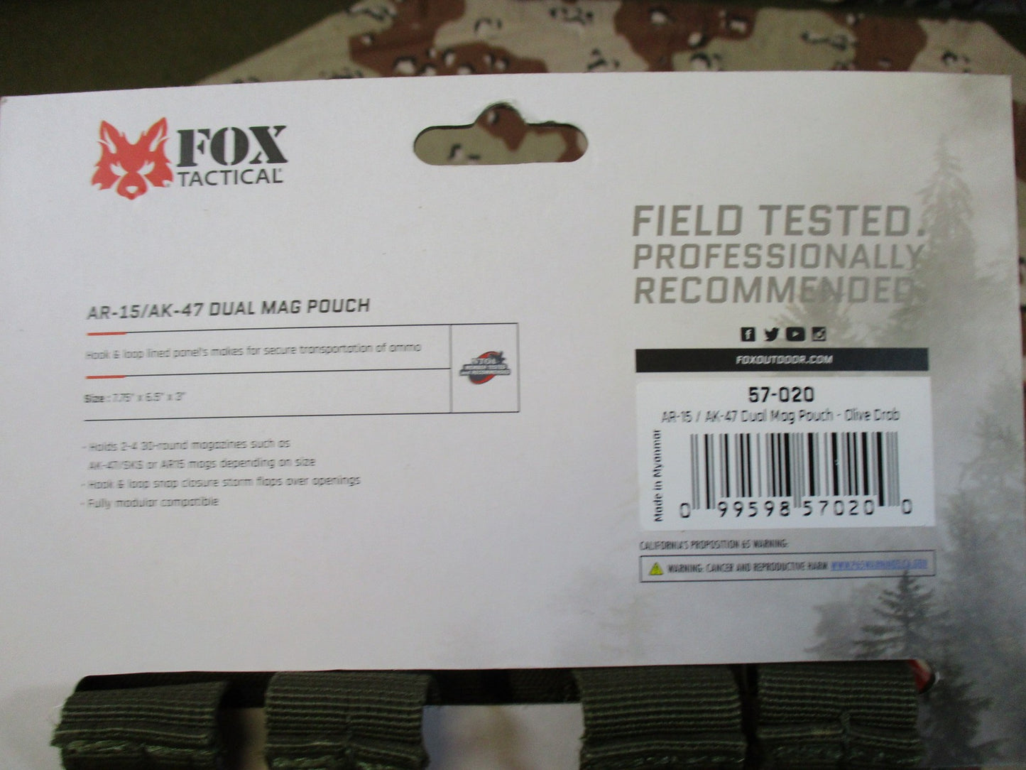 Fox Tactical 57-020 Dual Magazine Pouch Olive Drab Modular New