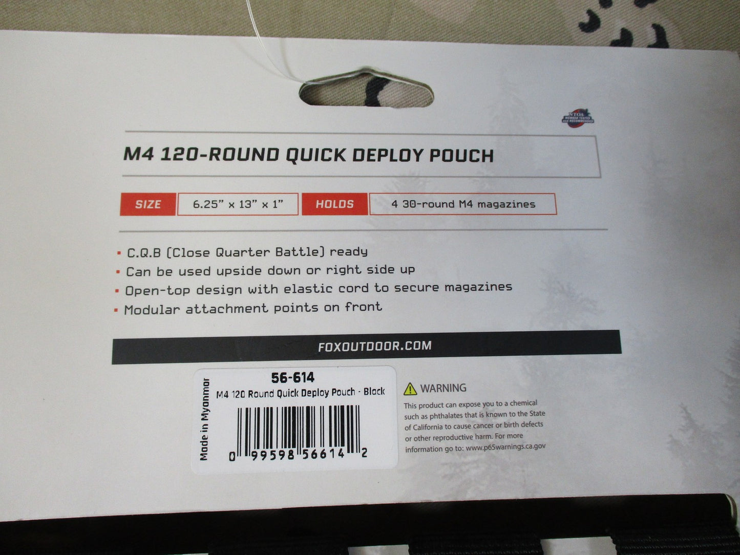 Fox Tactical 120-Round Quick Deploy Pouch Black 4-Cell Molle Mag Pouch New