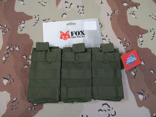 Fox Tactical M4 Triple Magazine Pouch Olive Drab MOLLE Quick Deploy Mag Holder