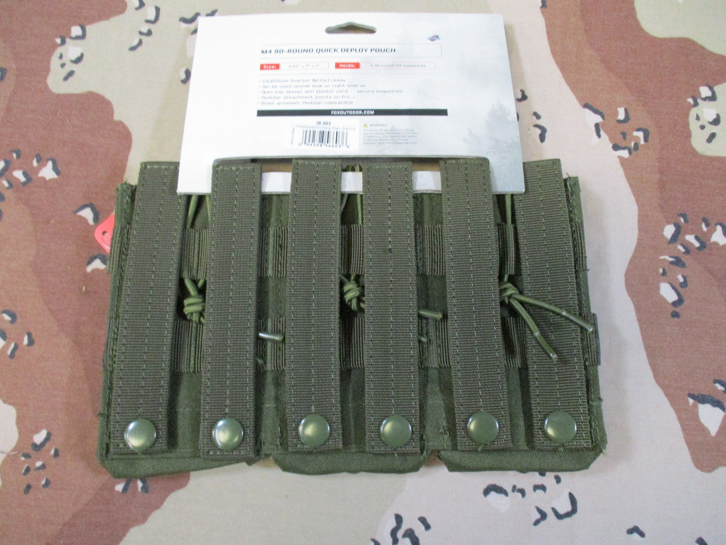 Fox Tactical M4 Triple Magazine Pouch Olive Drab MOLLE Quick Deploy Mag Holder