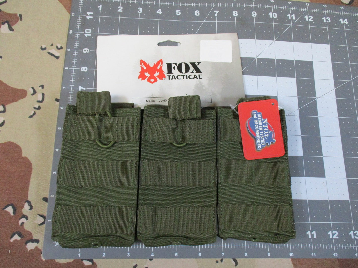 Fox Tactical M4 Triple Magazine Pouch Olive Drab MOLLE Quick Deploy Mag Holder
