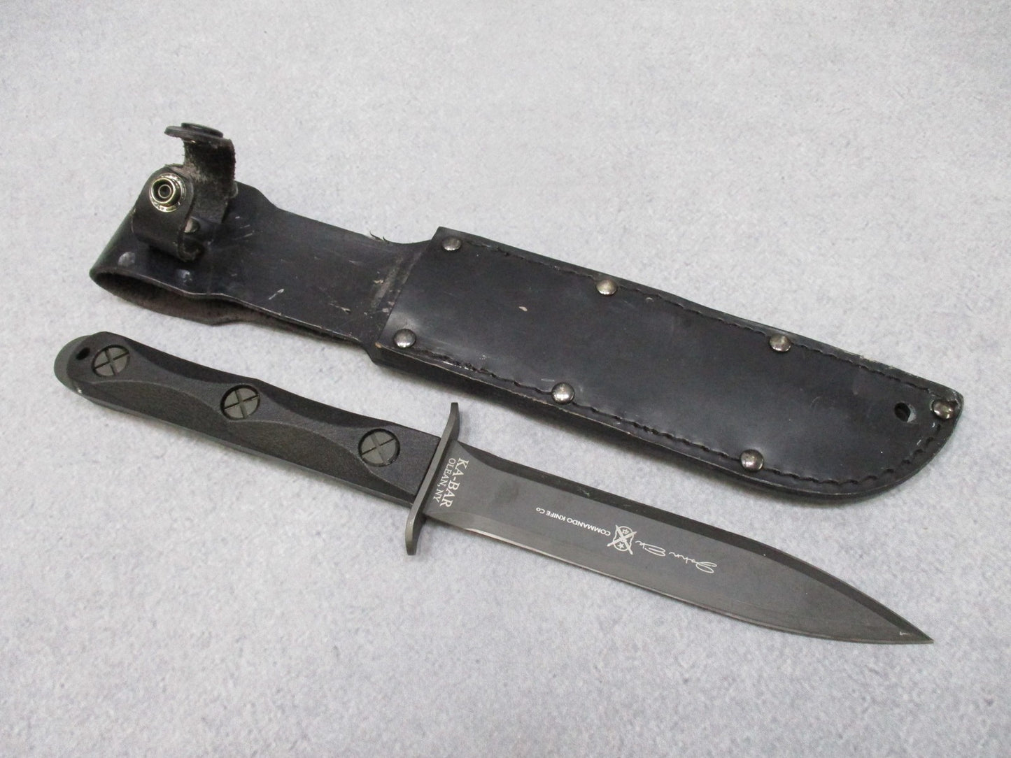 KA-BAR EK44 Commando Knife John Ek Fixed Blade w/ Leather Sheath Used