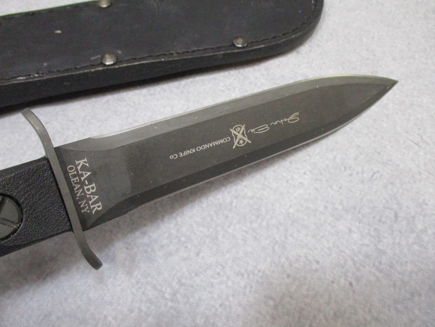 KA-BAR EK44 Commando Knife John Ek Fixed Blade w/ Leather Sheath Used