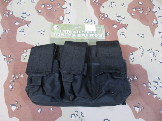 Rothco Universal MOLLE Triple Mag Rifle Pouch Black Tactical Gear New