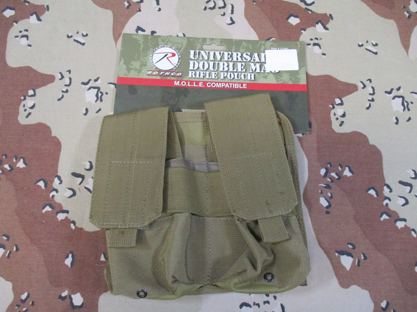Rothco Universal Double Mag Rifle Pouch Coyote MOLLE Compatible Tactical Gear