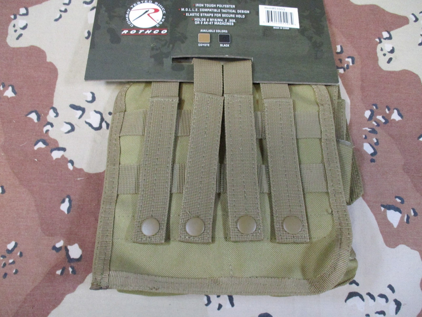 Rothco Universal Double Mag Rifle Pouch Coyote MOLLE Compatible Tactical Gear