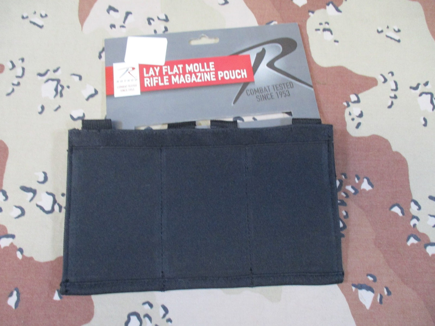 Rothco Lay Flat MOLLE elastic Rifle Magazine Pouch Black 3-Mag Tactical Gear