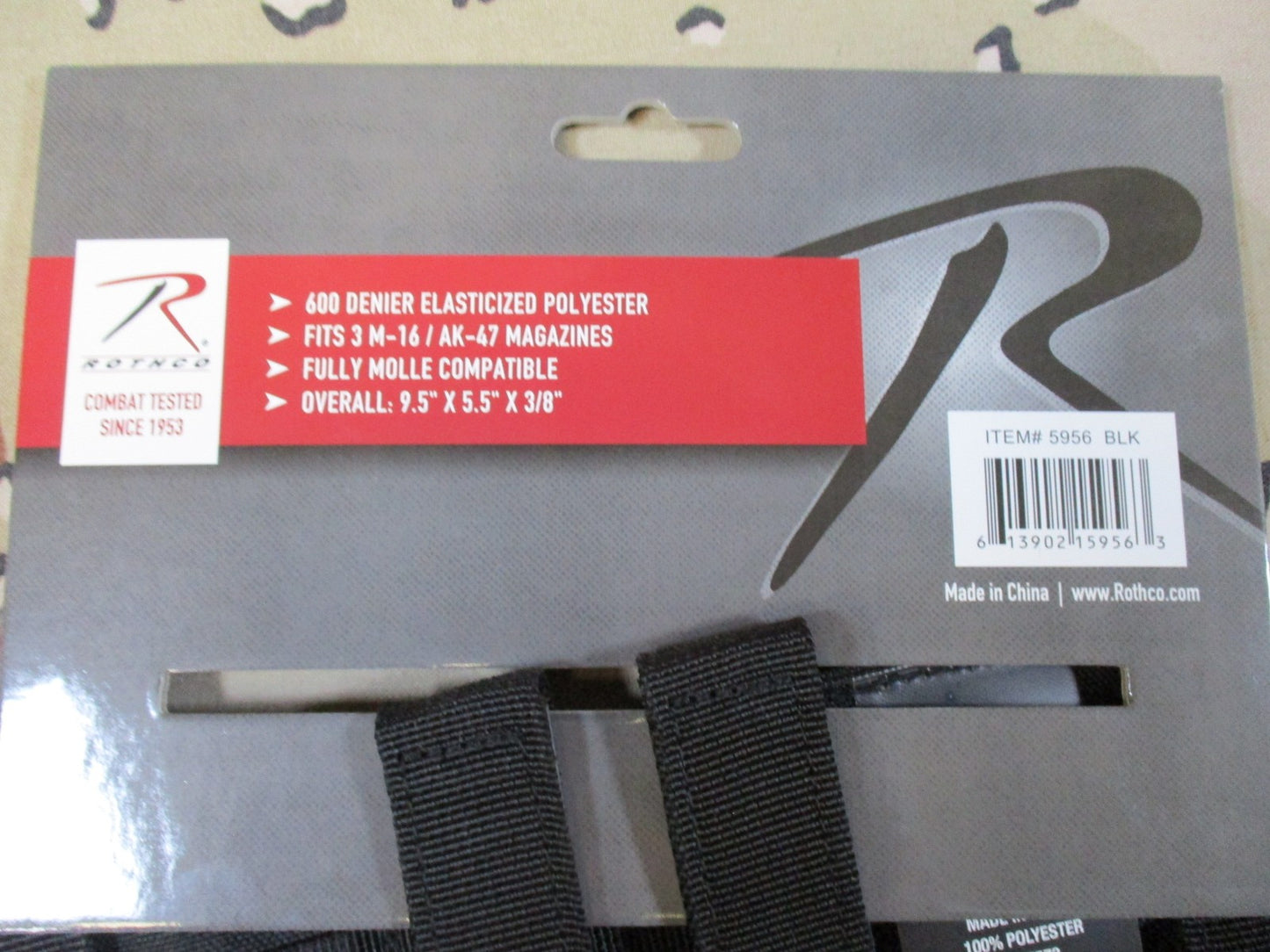 Rothco Lay Flat MOLLE elastic Rifle Magazine Pouch Black 3-Mag Tactical Gear