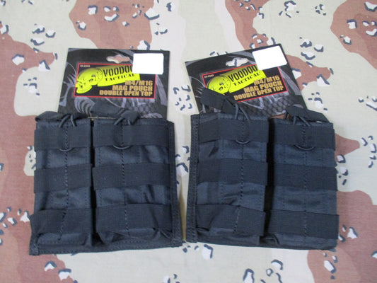 2x Voodoo Tactical 20-8585 Double Open Top Mag Pouch MOLLE Black New