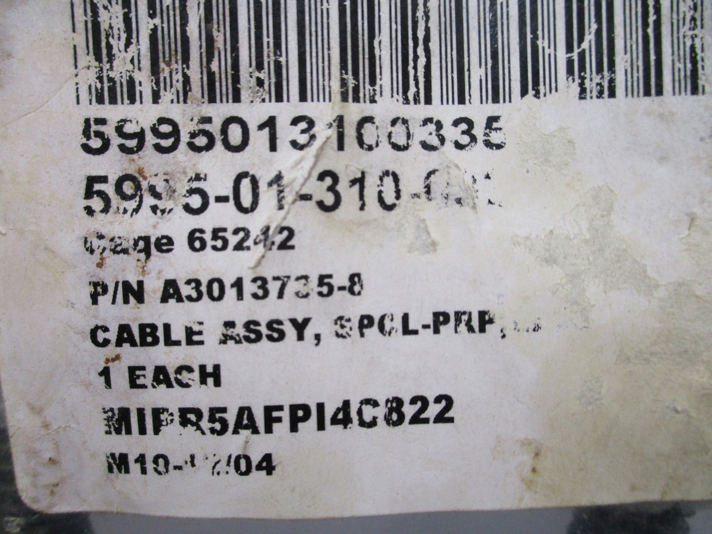 Military Cable Assembly A3013735-8 NSN 5995-01-310-0416 New In Bag