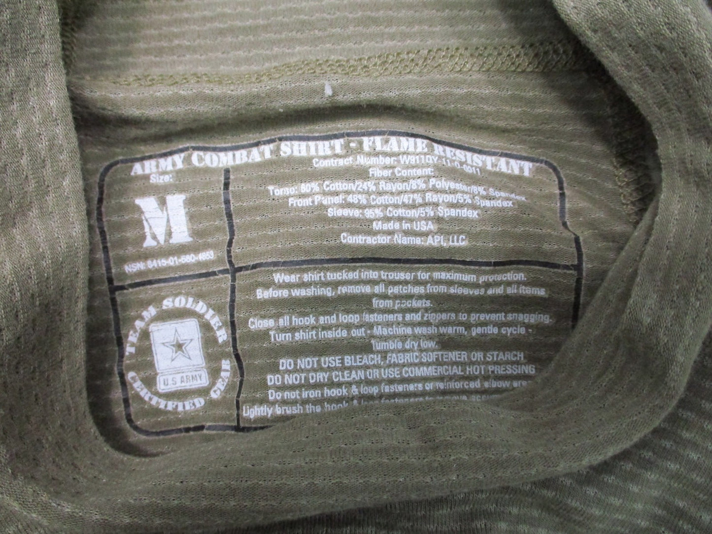 US Army Combat Shirt Flame Resistant Multicam Tactical Uniform Size Medium NSN