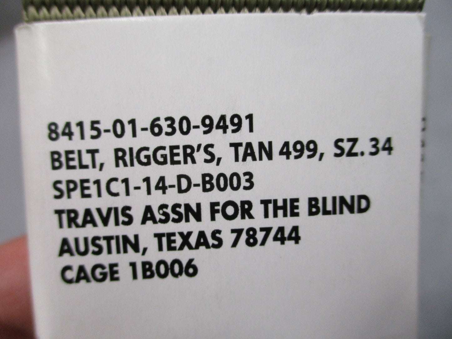New US Military Issue Rigger's Belt Tan 499 34 Length Tactical Duty Gear Army