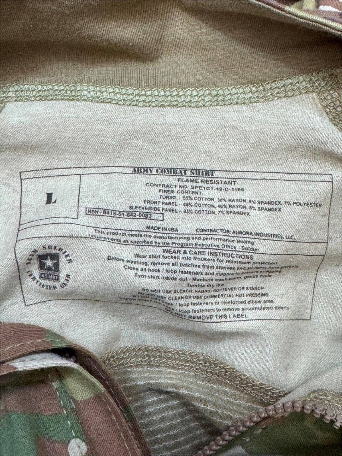 US Army OCP Scorpion Combat Shirt FR Large 1/4 Zip Tactical Military Top NWT