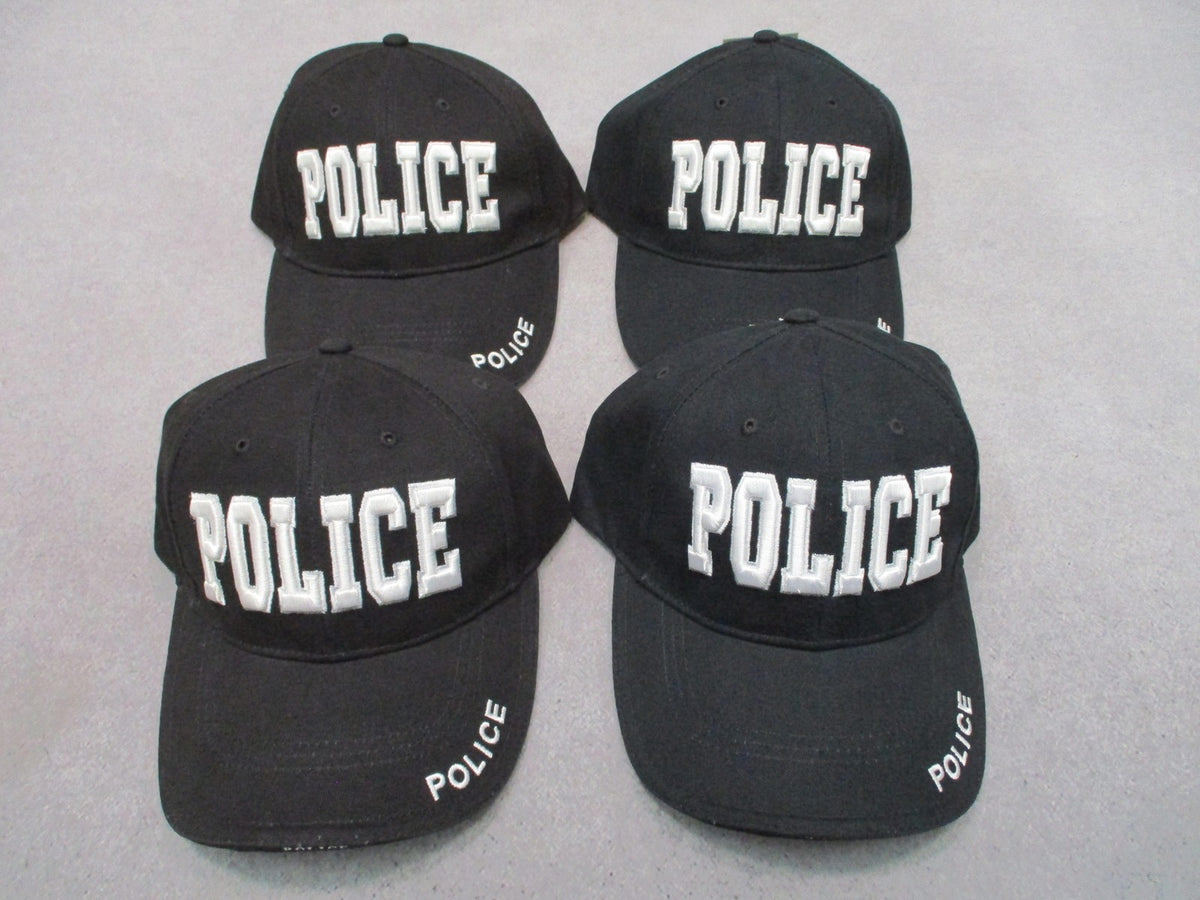Lot 4 Rothco Police Caps Black 3D Embroidered Tactical Adjustable New Old Stock