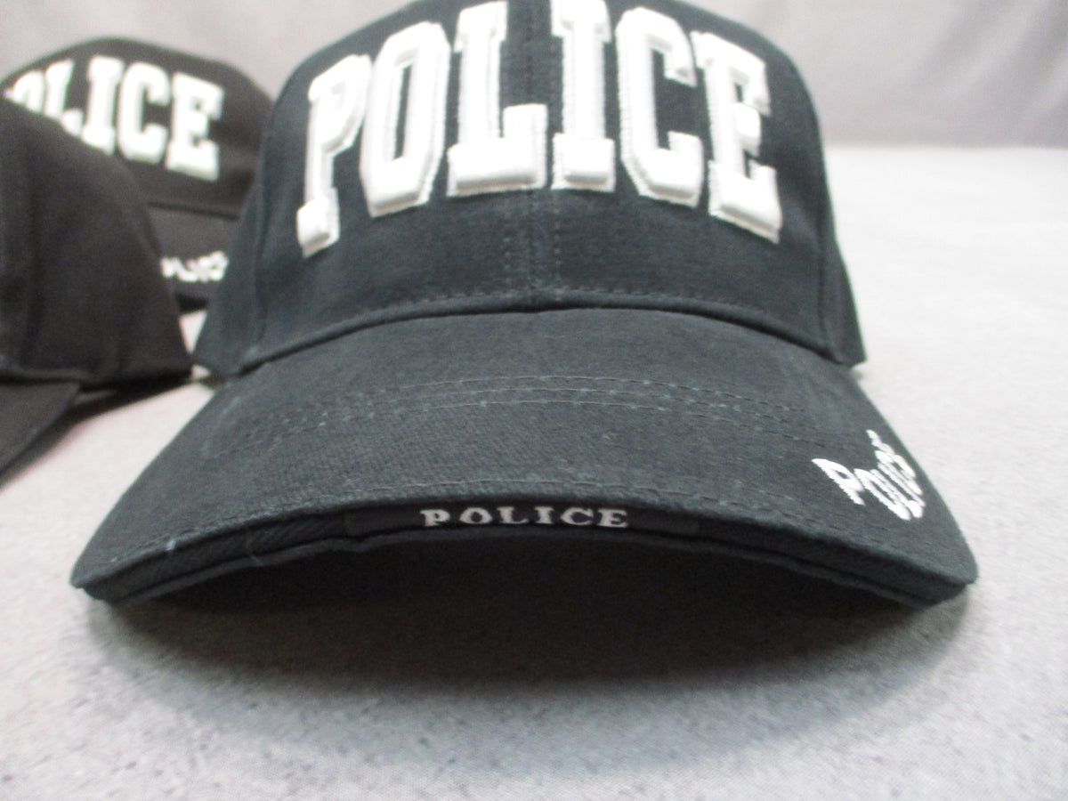 Lot 4 Rothco Police Caps Black 3D Embroidered Tactical Adjustable New Old Stock