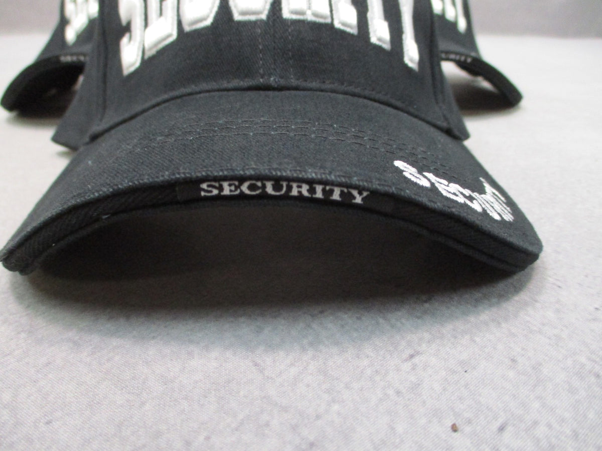 3 Pack Security Baseball Caps Black Embroidered Adjustable Uniform Hats NOS