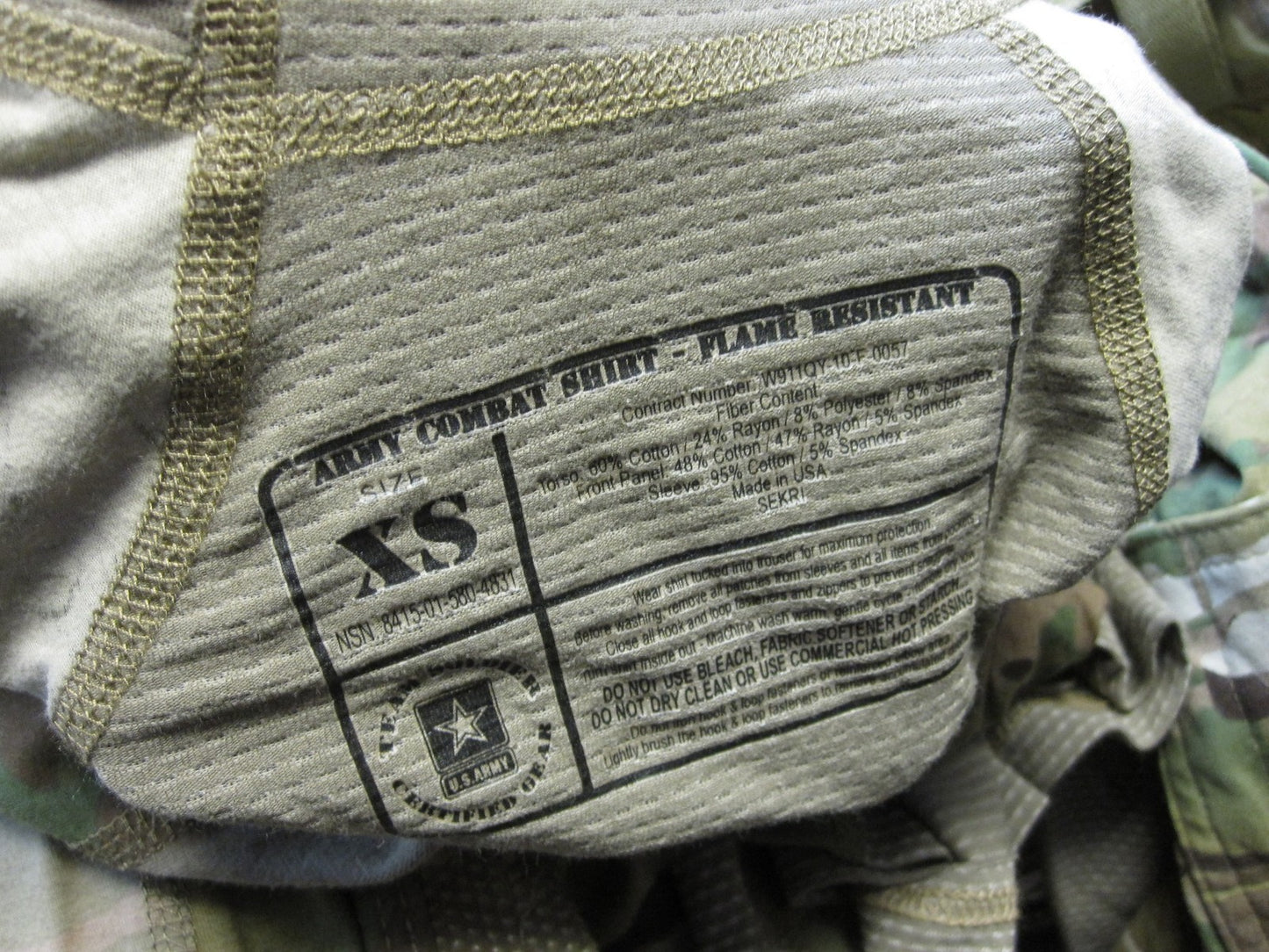 USGI Army ACS Combat Shirt FR Multicam OEF-CP XS Regular NWT 8415-01-580-4831