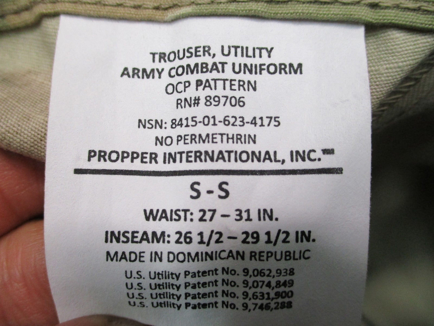 US Army Scorpion OCP ACU Trousers Small Short NWT 8415-01-623-4175 Propper