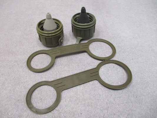 2x PACK NOS USGI 1 & 2 QT Canteen Cap Kit M40 Gas Mask Caps Retention Strap