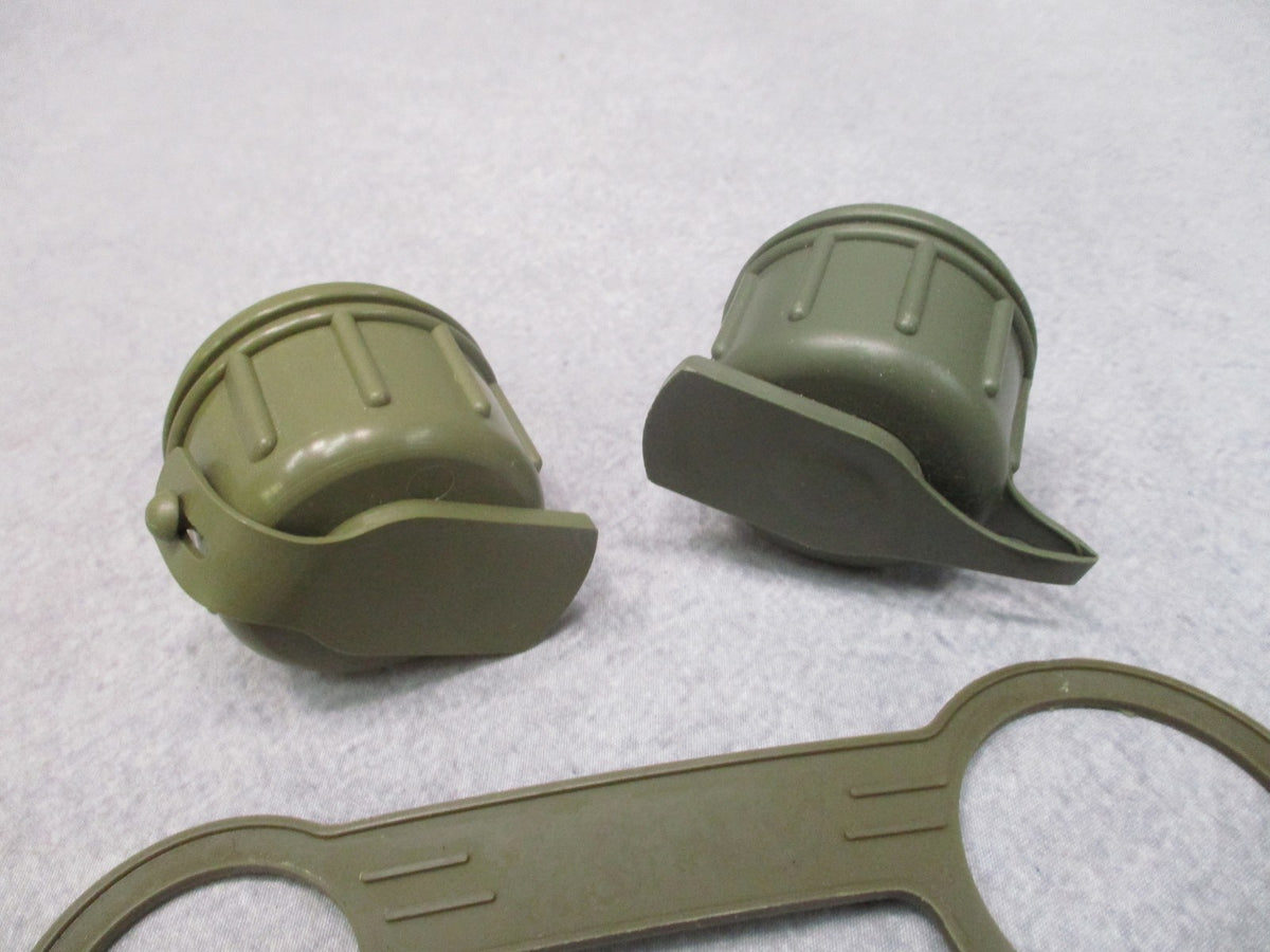 2x PACK NOS USGI 1 & 2 QT Canteen Cap Kit M40 Gas Mask Caps Retention Strap