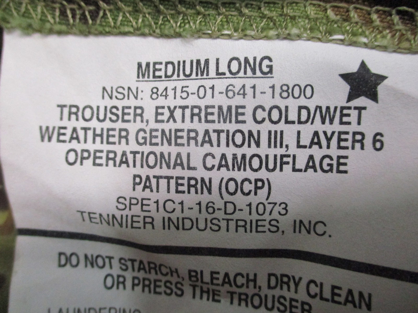US Military Gen III Layer 6 OCP Extreme Cold Wet Weather Trousers Medium Long