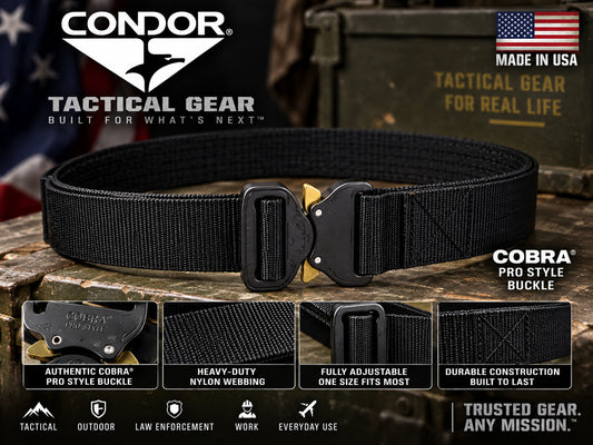 Condor US1078 Belt Black AUSTRIALPIN COBRA Buckle Made USA Medium Large New