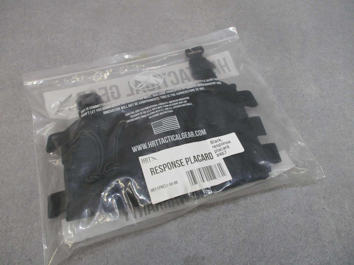 HRT Tactical Gear Response Placard Black 2 Rifle 2 Pistol Mag for Plate Carrier