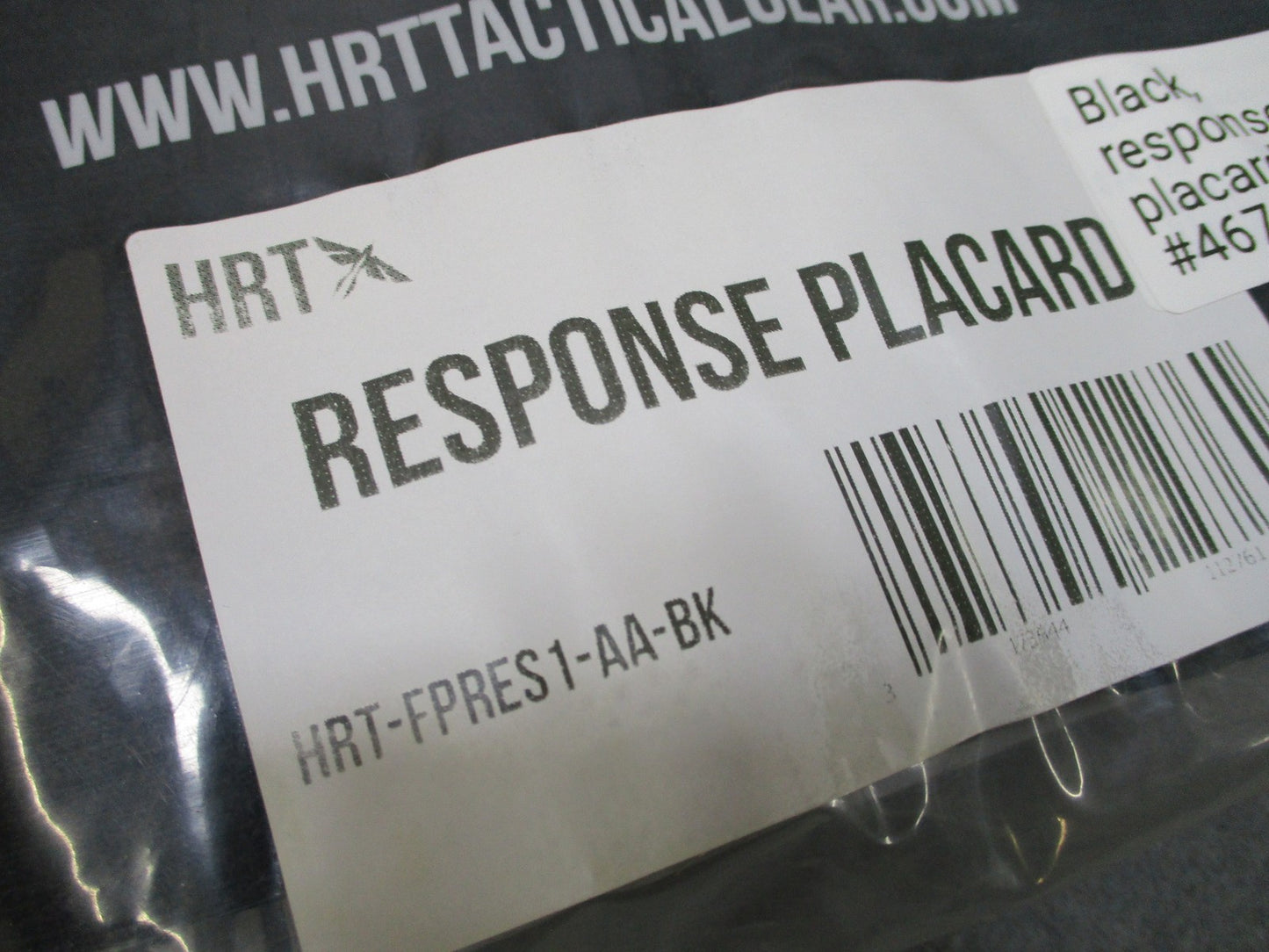 HRT Tactical Gear Response Placard Black 2 Rifle 2 Pistol Mag for Plate Carrier