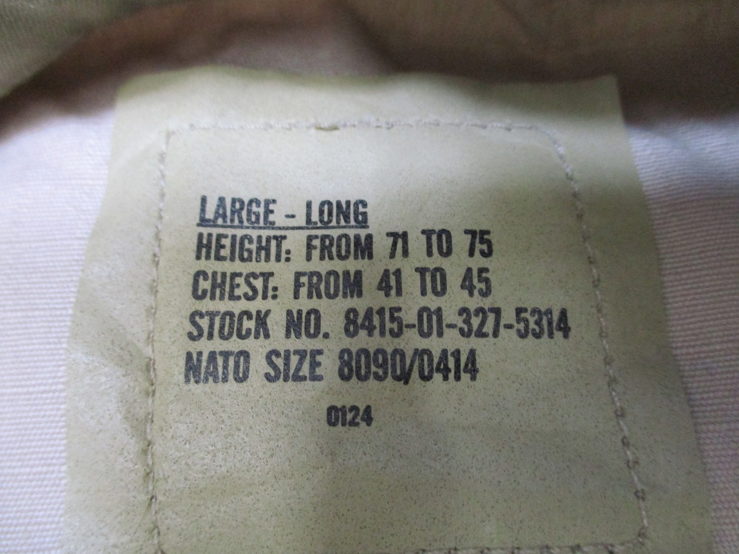 US Military Desert Camo Combat Coat Jacket Large-Long 50% Nylon 50% Cotton