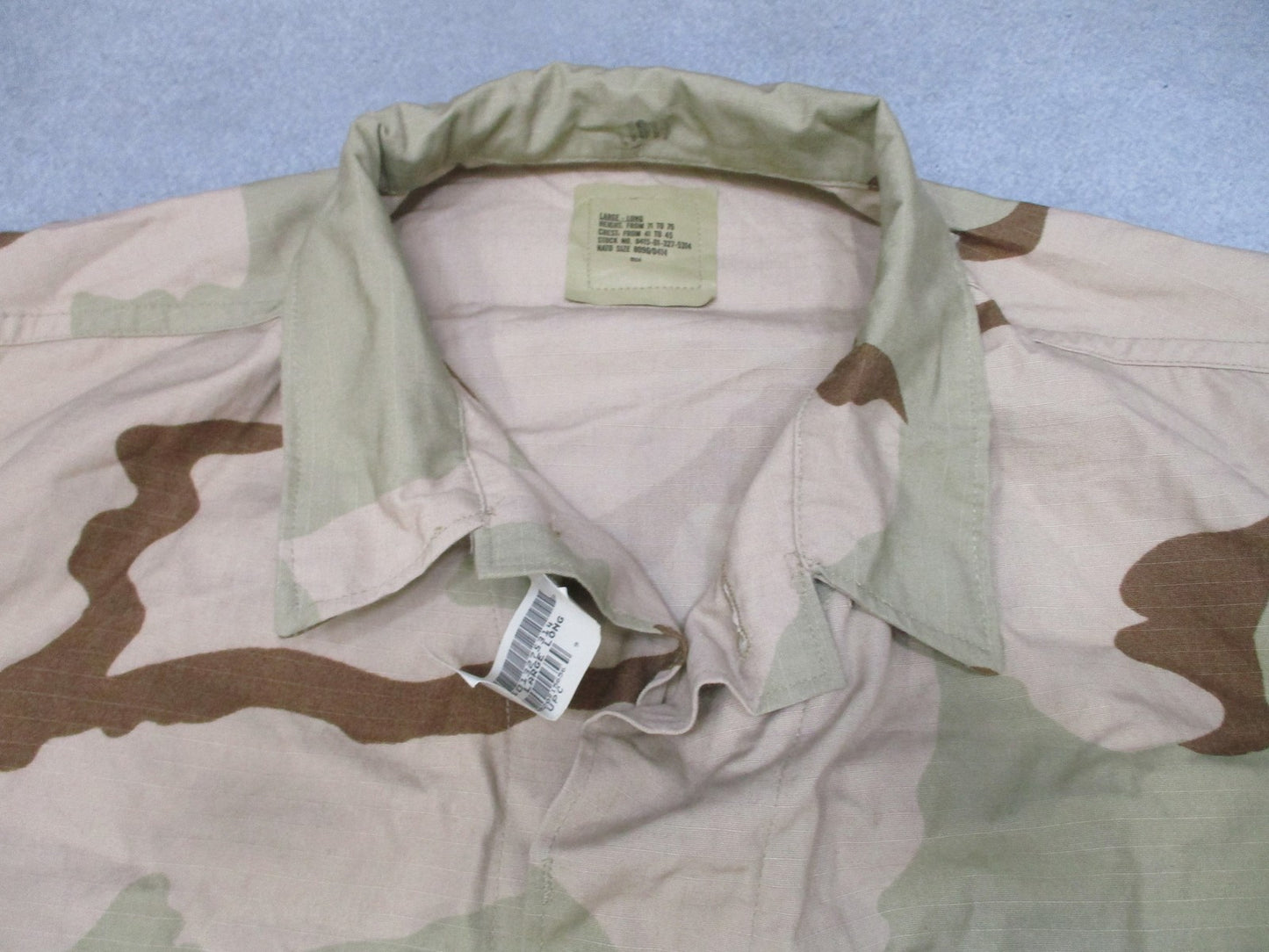 US Military Desert Camo Combat Coat Jacket Large-Long 50% Nylon 50% Cotton