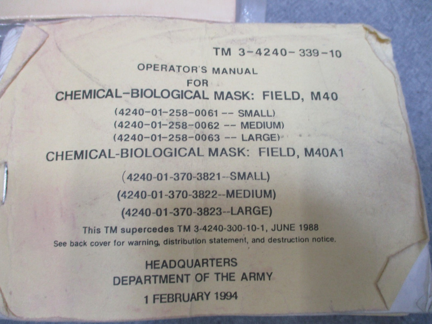 USGI M40 Gas Mask Medium 2003 w/ Filter Carrier Lens Covers Military Surplus