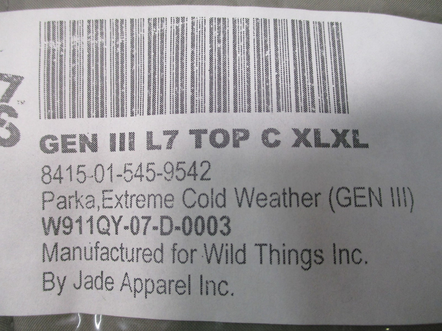 New US Military Gen III Level 7 Extreme Cold Weather Parka Urban Grey XL-XLong