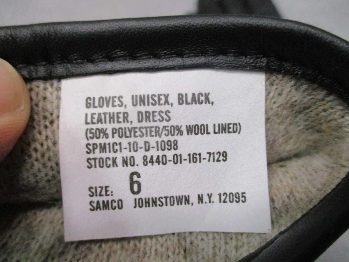 US Military Surplus Leather Dress Gloves Unisex Black Sz 6 NSN 8440-01-161-7129