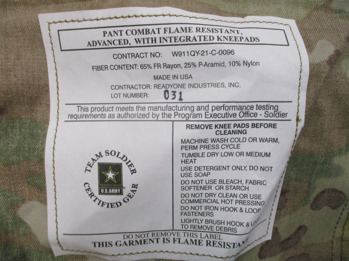 NWT US Army AIKP Advanced Combat Pants OCP Scorpion FR Large Regular Knee Pads