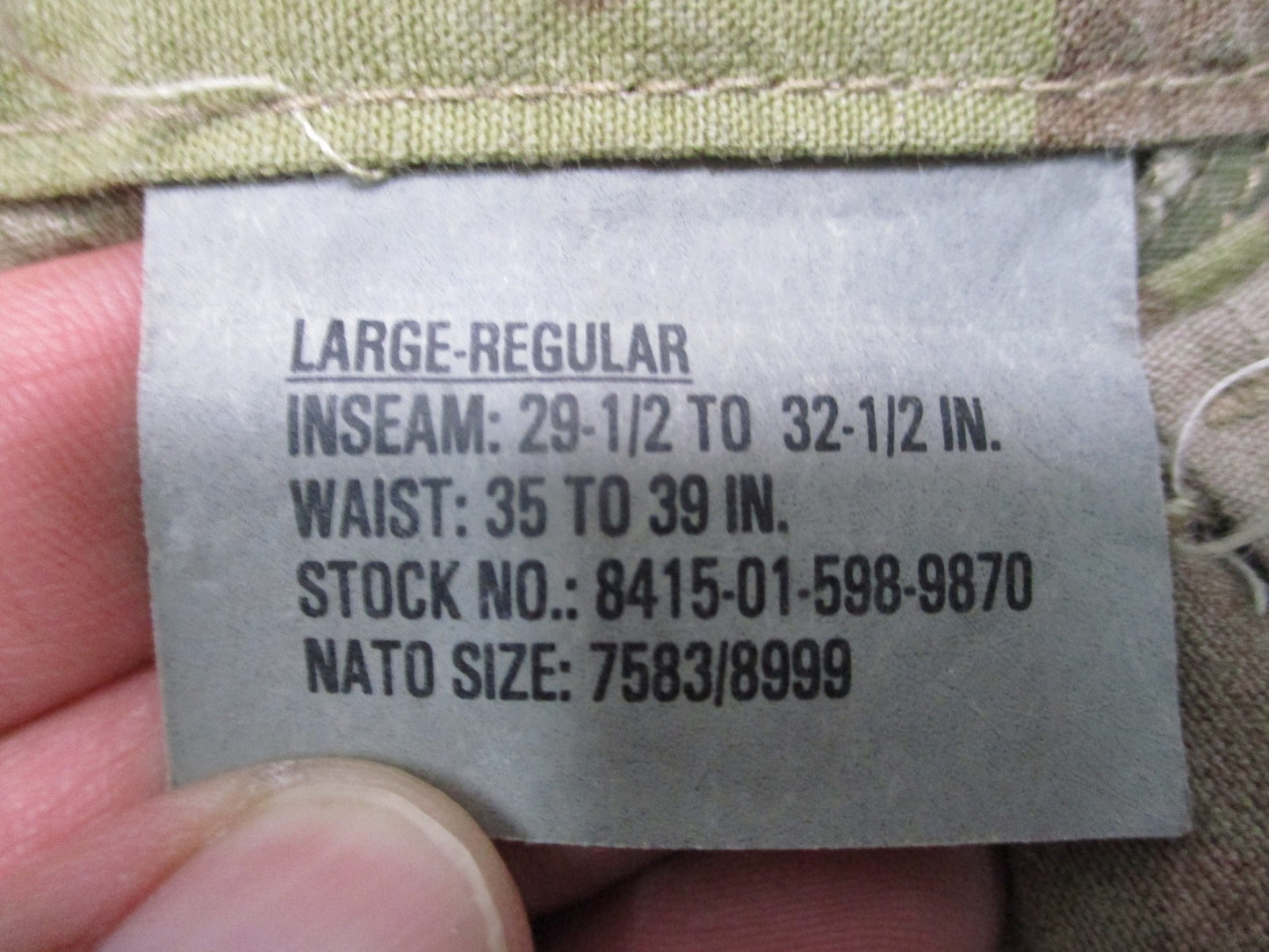 US Army ACU Trousers Multicam Flame Resistant Large Regular Military Surplus