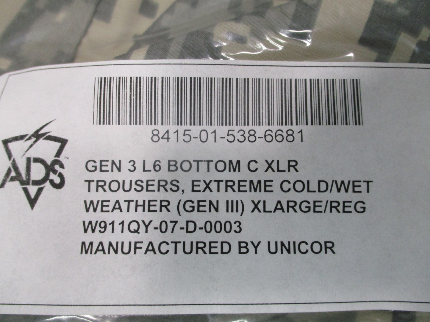 New US Army Gen III Level 6 Gore-Tex Trousers Extreme Cold Wet Weather XL-Reg