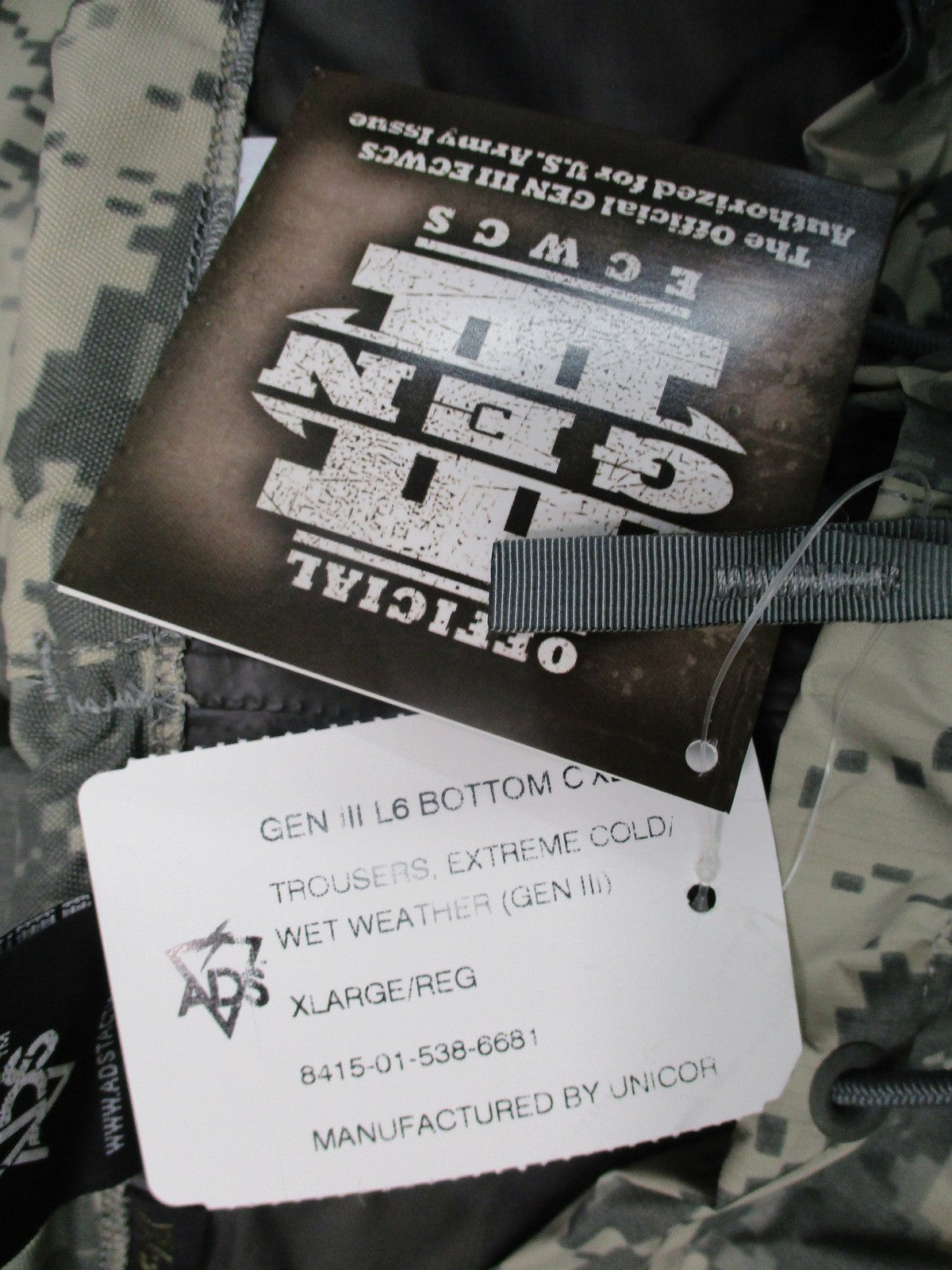 New US Army Gen III Level 6 Gore-Tex Trousers Extreme Cold Wet Weather XL-Reg