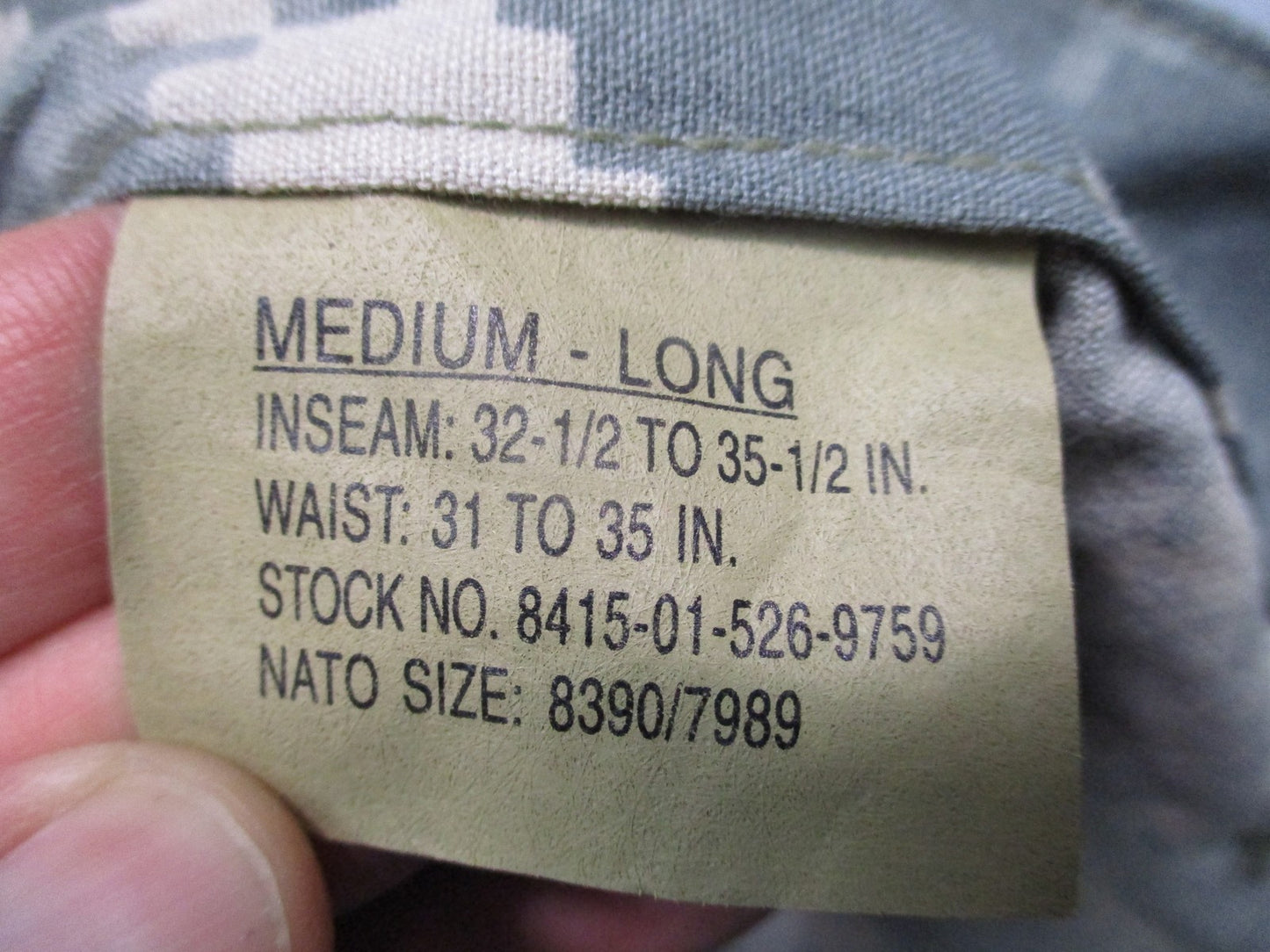 US Military Aircrew Combat Trousers Medium Long Flame Resistant ACU Camo Pants