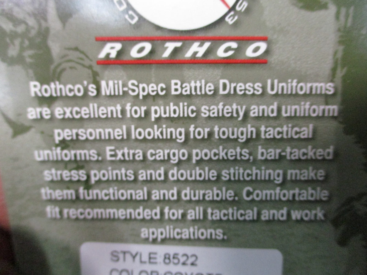 New Rothco BDU Tactical Pants Coyote Brown Size Small Regular 8522 Cargo Uniform