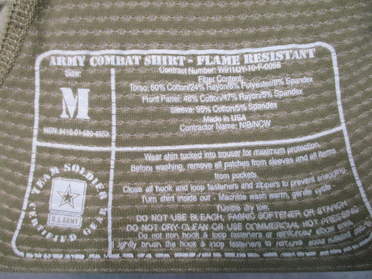 US Army Combat Shirt Flame Resistant Multicam Size M NSN 8415-01-580-4853