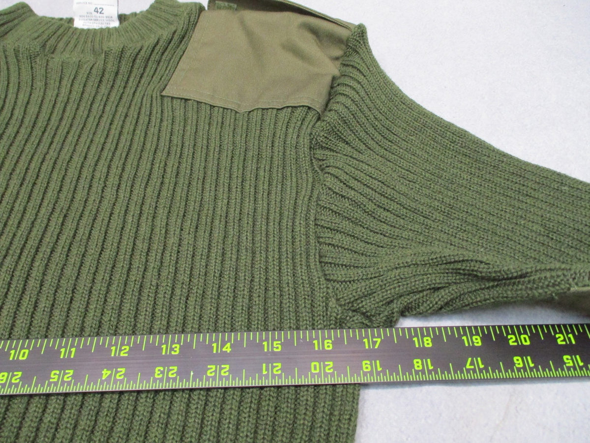 USMC Wool Commando Sweater OD Green Size 42 Epaulettes NSN 8405-01-496-9816