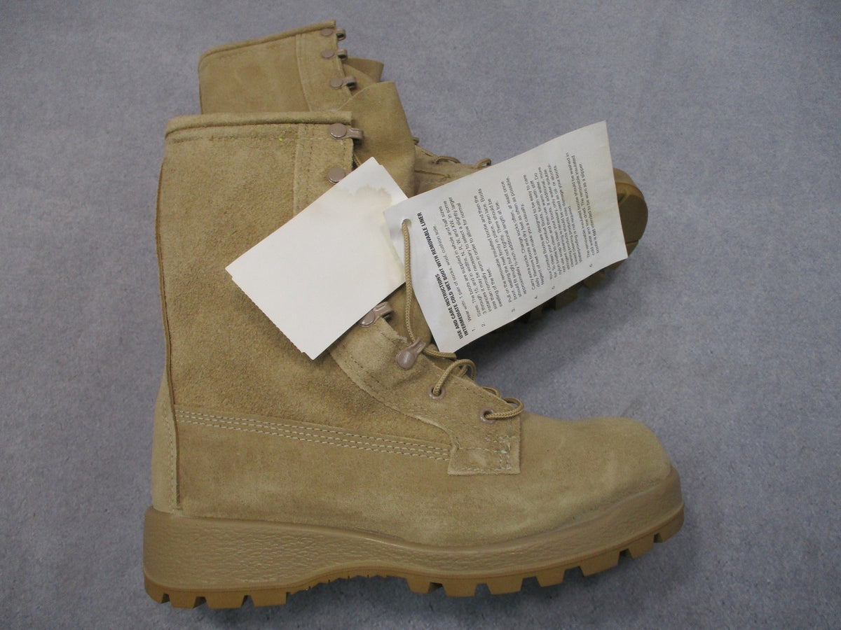 Bates 11461A USGI Cold Wet Weather Boots Tan Size 6R NSN 8430-01-619-3064