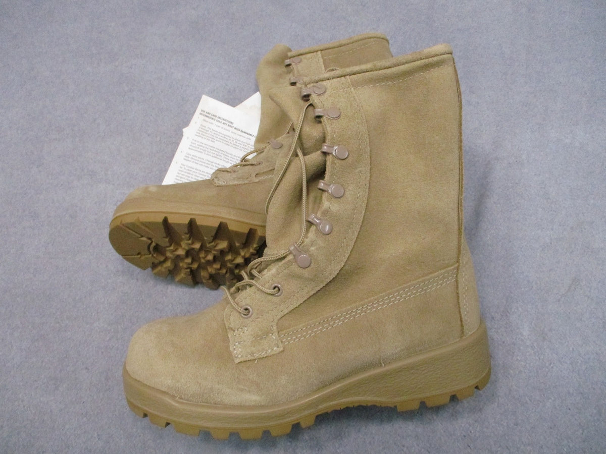 Bates 11461A USGI Cold Wet Weather Boots Tan Size 6R NSN 8430-01-619-3064